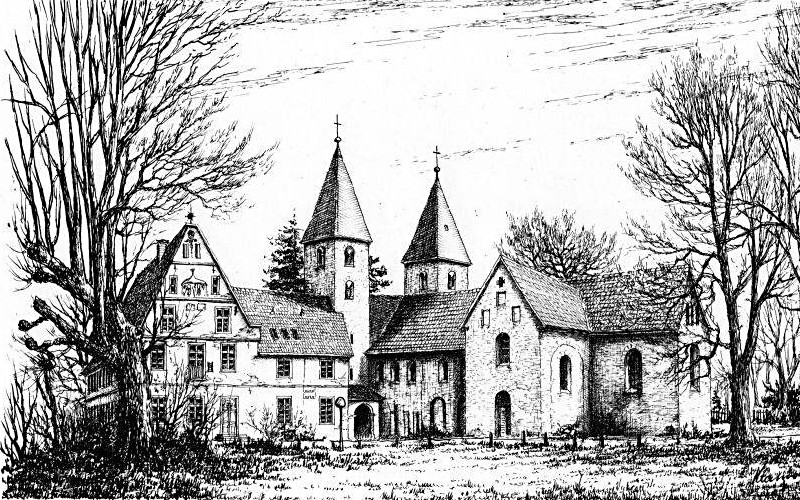 eine alte Zeichnung vom Kloster Cappel
